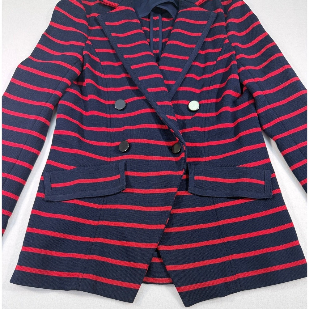 Veronica Beard Fontana Dickey Blazer Women's Medium Navy Red Striped Knit USA - Picture 8 of 16